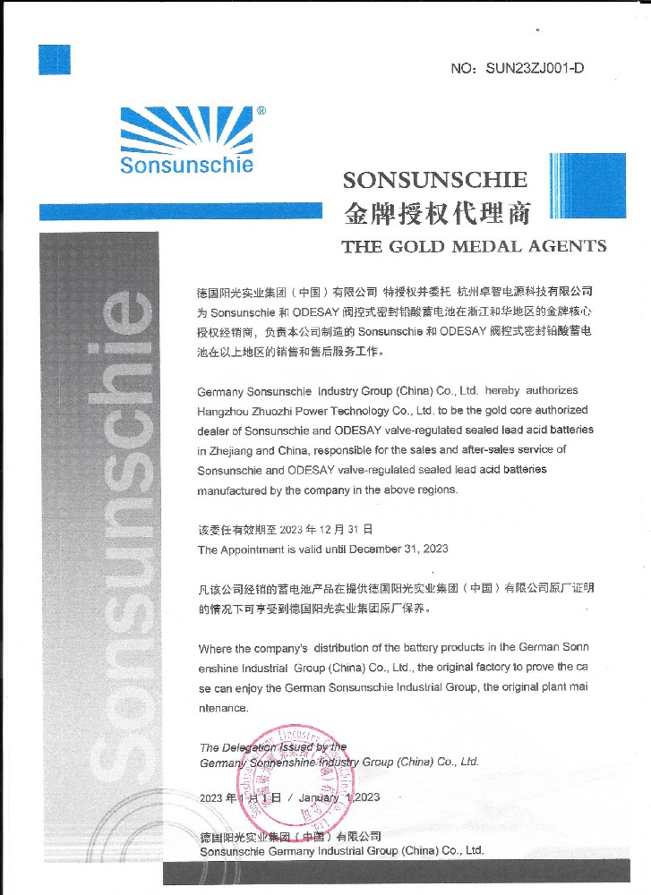 陽光實業2023年授權